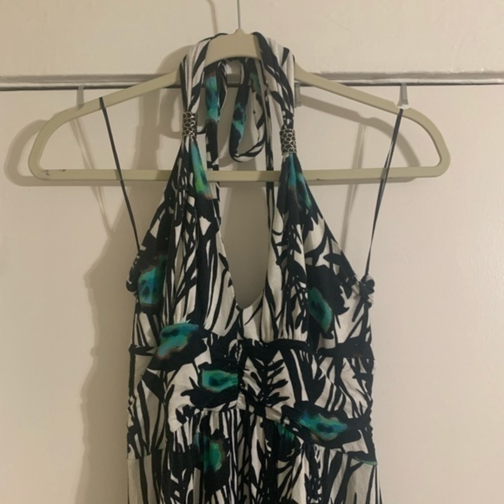 Express black,‎ white & teal halter dress Small - Picture 3 of 7